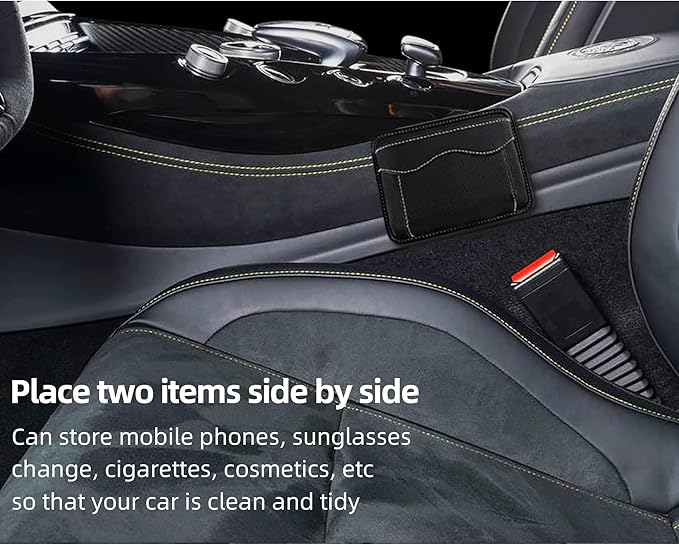 SUJADE YAKEFLY Car Seat Side Pocket Organizer, PU Leather Cell Phone & Sunglasses Holder, Gap Filler, Mini Storage Bag