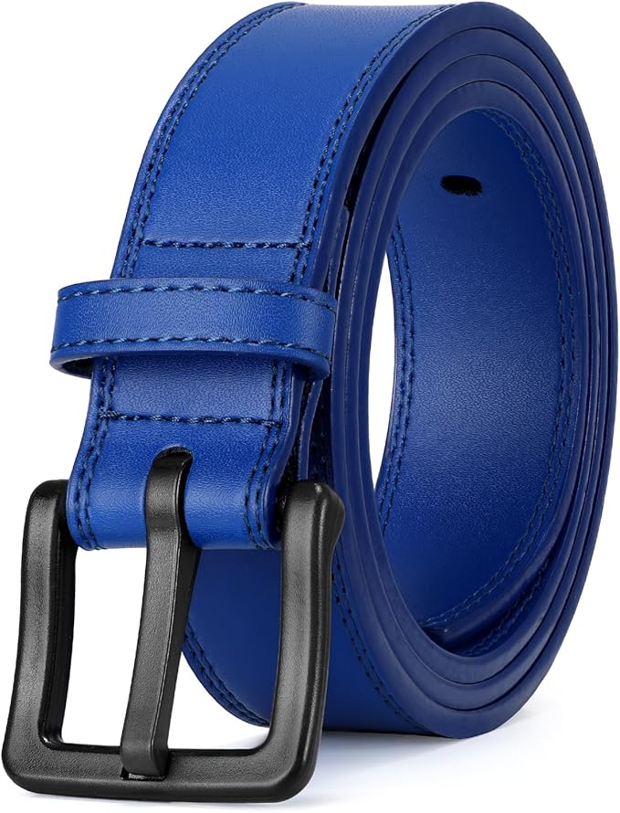 XZQTIVE Men’s Metal Free Belt Hypoallergenic Leather Belts For Jeans Dress Nickle Free TSA Belt With Black Buckle
