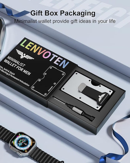 Upgraded Hinged Minimalist Wallet for Men | Slim Metal RFID Blocking Wallet | Credit Card Holder & Money Clip Holds 20 Cards | Premium Scratch-Resistant Finish | Ideal Gift for Men(AirTag Compatible)