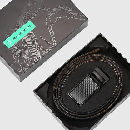 Marino Avenue Ratchet Belt for Men. Adjustable Leather Dress Belt with 38 Easy to Click Into Place Ratchet Closures.