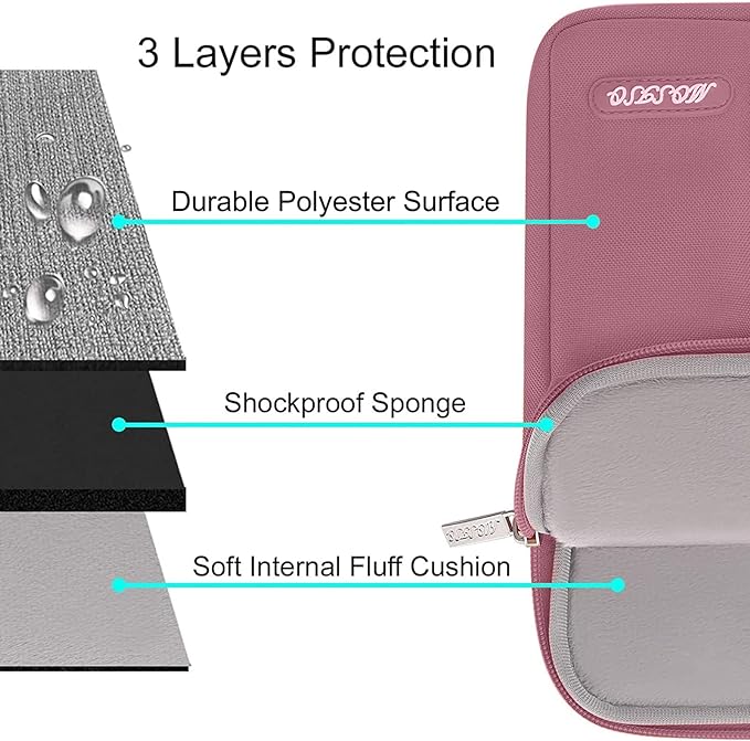 MOSISO Laptop Case 16 inch, 15-15.6 inch Laptop Sleeve Compatible with MacBook Pro 16 M5 M4 M3 M2 M1, HP Acer Dell Lenovo ASUS, Polyester Vertical Computer Sleeve Bag with Pocket, Dusty Rose