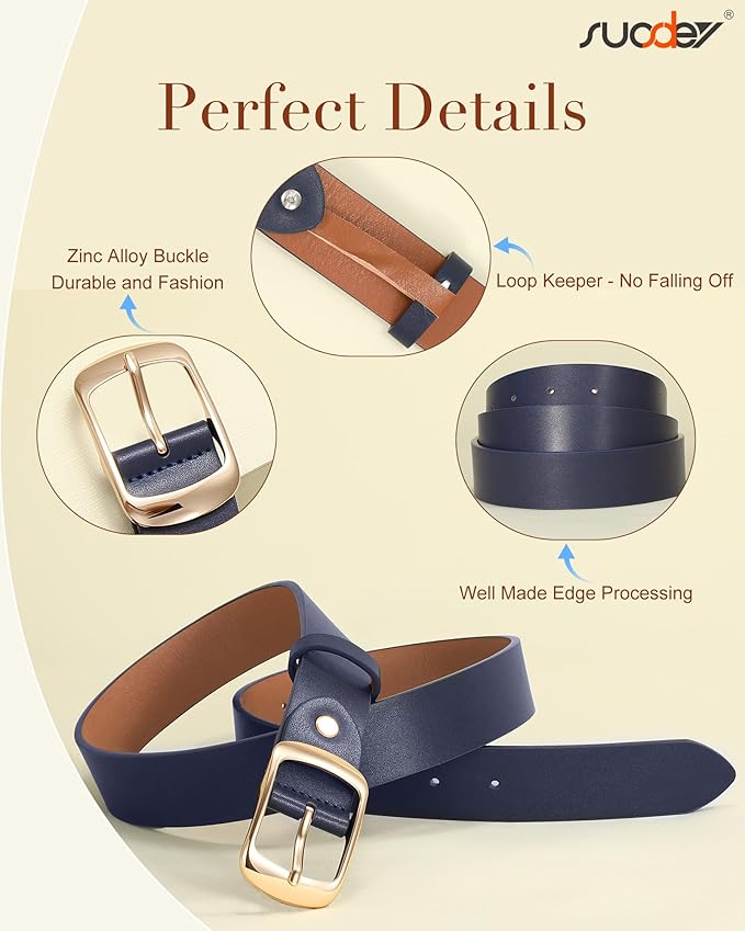 SUOSDEY Women Belts For Jeans Dresses Pants Ladies Leather Waist Belt with Elegant Buckle, Width 1.3"