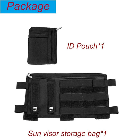 Molle Visor Panel Organizer, Tactical Car Sun Visor Cover Molle Webbing Compatible Elastic Slots Vehicle Visor Storage Holder Pouch for All Vehicle