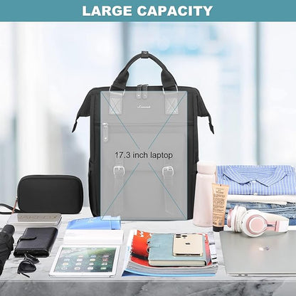 LOVEVOOK Laptop Backpack for Women, 15.6 Inch Teacher Nurse Bag Work Travel Computer Backpacks Purse, College Bookbag for School, Water Resistant Daypack, 17.3 inch