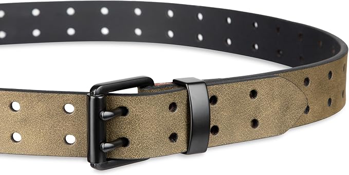 Dickies Men's Double Prong Leather Work Belt – Fully Adjustable, Regular & Big and Tall Sizes