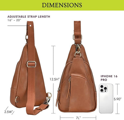 MMS Brands Antik Kraft Tasha Crossbody Sling | Vegan Leather Crossbody Bag for Women with 16-20" Strap | Sling Bags for Women