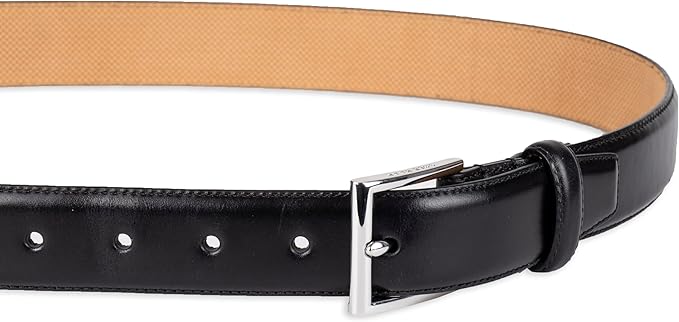 Cole Haan Men's Black Leather Dress Belt - Classic Style With Polished Buckle for Work Or Formal Wear