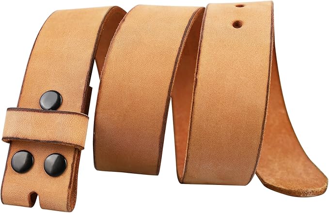 NPET Men's Full Grain Leather Belt Vintage Distressed Style with Snap-On Strap 1 1/2" Wide without Buckle