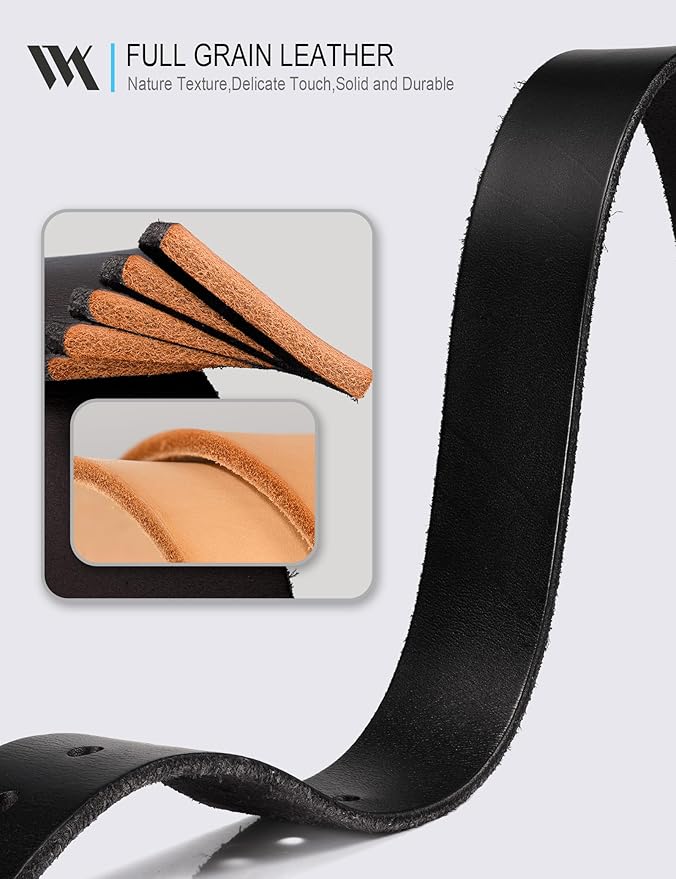 WOLFANT Leather Belt for Men,100% Italian Full Grain Real Solid Leather