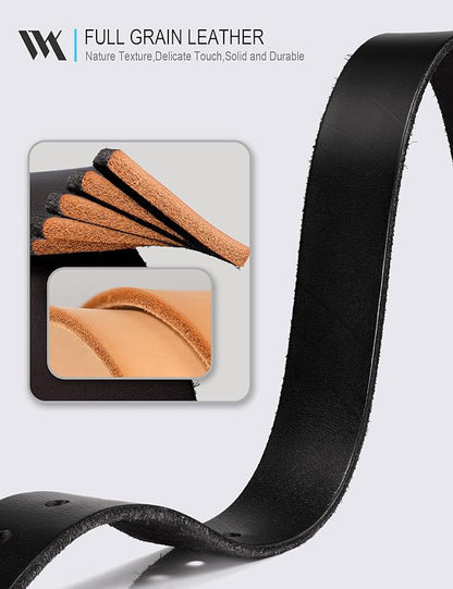 WOLFANT Leather Belt for Men,100% Italian Full Grain Real Solid Leather