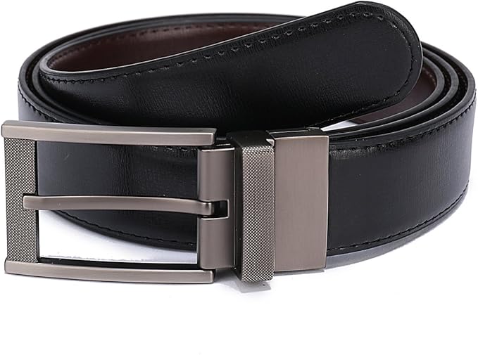 Belts for Men Reversible Leather 1.25” Waist Strap Fashion Dress Buckle Beltox