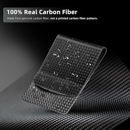 LittleBlack Real Carbon Fiber Money Clip, Ultra-Thin Slim Wallet (8mm / 0.31in), Front Pocket Card Holder, Strong Grip Holds Up to 25 Bills or 7 Cards, Minimalist Gift for Men