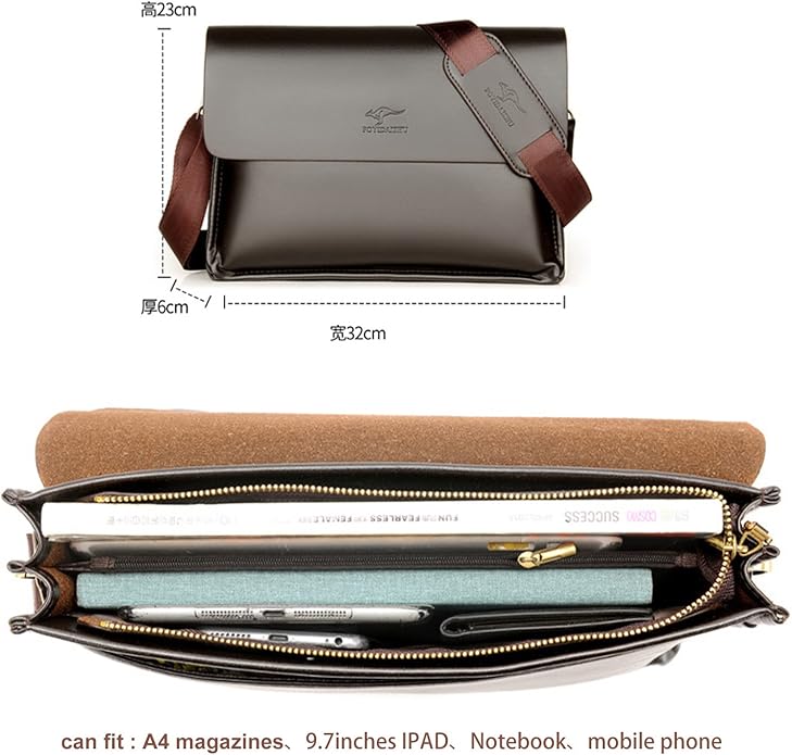 Mens Crossbody Bag, Leather Messenger Shoulder Bag for Women Men Purse Travel Work Business | Leather, Messenger, Purse, Travel, Work, Business