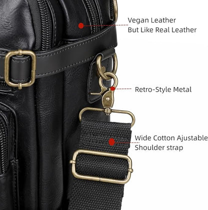 Men Vegan Leather Briefcase Backpack Hybrid 17 Inch Laptop Bag Case Business Messenger bag HB-22