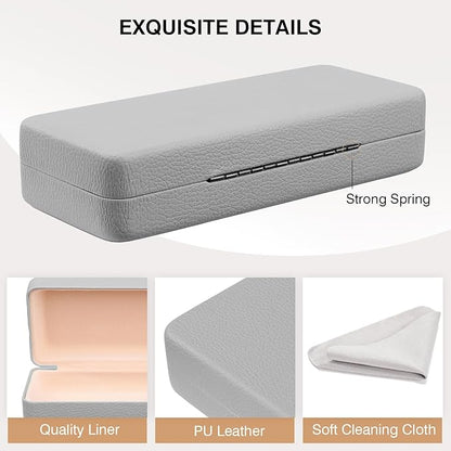 Marvolia Glasses Case Hard Shell Square Large Eyeglasses Case PU Leather Protective Case for Sunglasses Eyeglasses