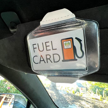 Heavy Duty Visor Fuel Card Holder with Clear Vinyl Pocket - Truck & Car Accessories for Interior - Drivers License, Auto Insurance Card & Fleet Vehicle Gas Log Storage by Specialist ID (Black)