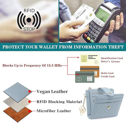GAEKEAO Slim Wallet for Women, RFID Blocking Credit Card Holder Bifold Wallet with Zipper Coin Pocket, ID Window