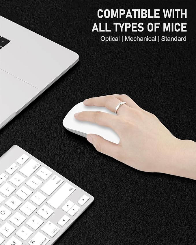 Desk Pad, 23.6" x 13.8" PU Leather Non-Slip Desk Mat Large Mouse Pad for Desktop, Waterproof Laptop Computer Writing Mat for Office, Home, Work, Gaming, Black