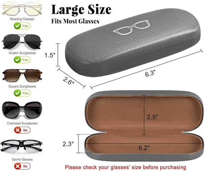 RayLove Glasses Case, 2 Pack Unisex Hard Shell Eyeglass Case PU Leather Hard Eyeglass Case with Eyewear Accessories