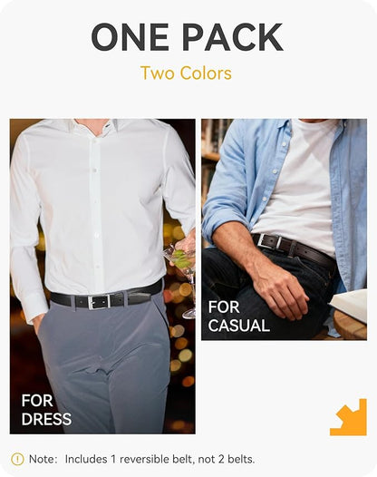 CHAOREN Reversible Belt Men 1 Piece - 1.25" Leather Dress Belt - Trim to Fit for Elegant Style