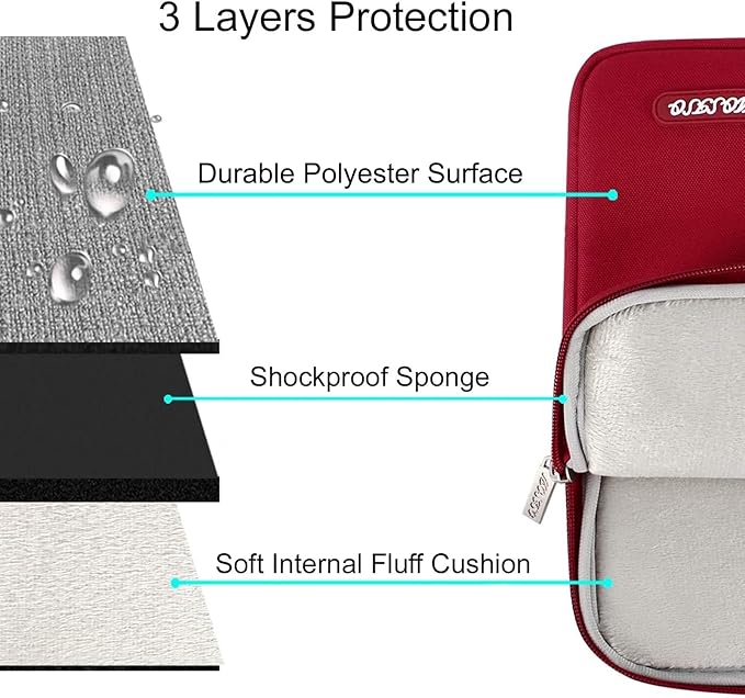 MOSISO Laptop Case 16 inch, 15-15.6 inch Laptop Sleeve Compatible with MacBook Pro 16 M5 M4 M3 M2 M1, HP Acer Dell Lenovo ASUS, Polyester Vertical Computer Sleeve Bag with Pocket, Red