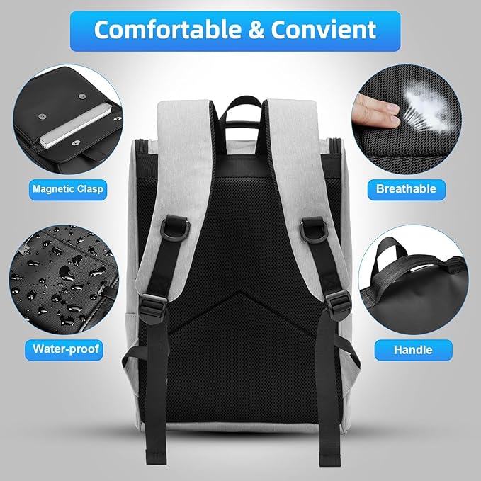 Vintage Laptop Backpack for Men and Women, 15.6 Inch, Waterproof, Business Travel Daypack for Work, Office, College (6608 grey)