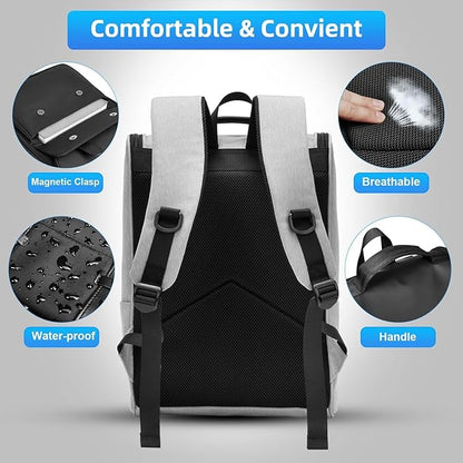 Vintage Laptop Backpack for Men and Women, 15.6 Inch, Waterproof, Business Travel Daypack for Work, Office, College (6608 grey)