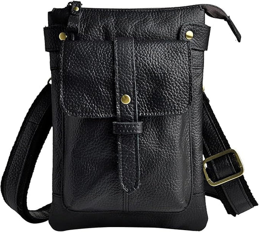 Le'aokuu Mens Genuine Leather Fanny Small Messenger Shoulder Satchel Waist Bag Pack 8711