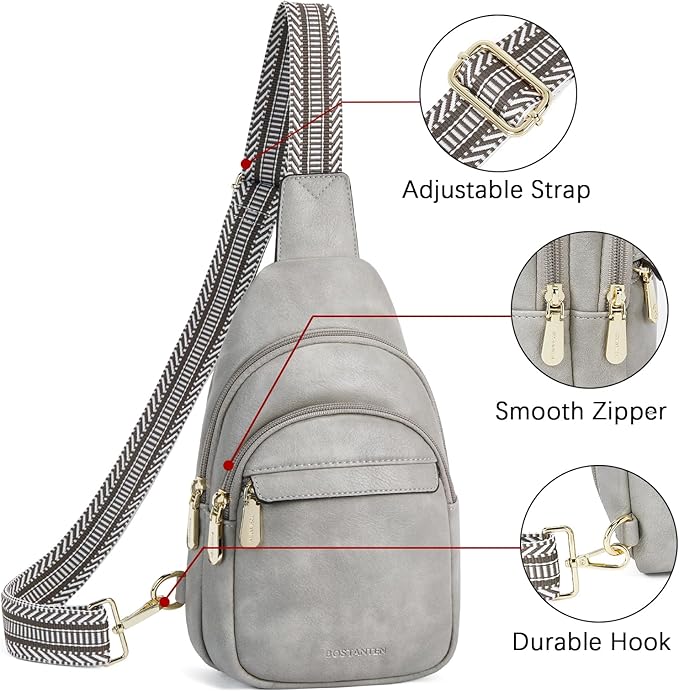 BOSTANTEN Small Sling Bag for Women Leather Crossbody Bags Fanny Pack Chest Bag for Travel