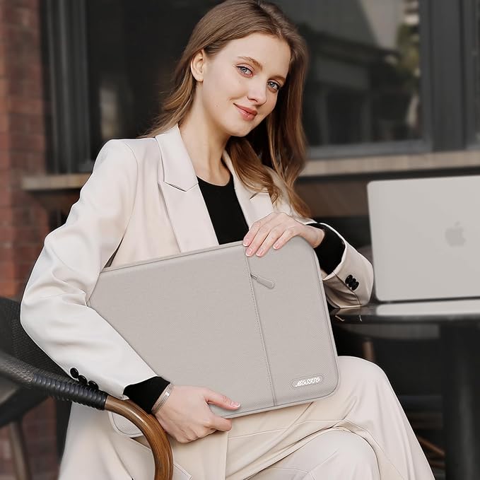 MOSISO Laptop Case 16 inch, 15-15.6 inch Laptop Sleeve Compatible with MacBook Pro 16 M5 M4 M3 M2 M1, HP Acer Dell Lenovo ASUS, Polyester Vertical Computer Sleeve Bag with Pocket, Stone Gray
