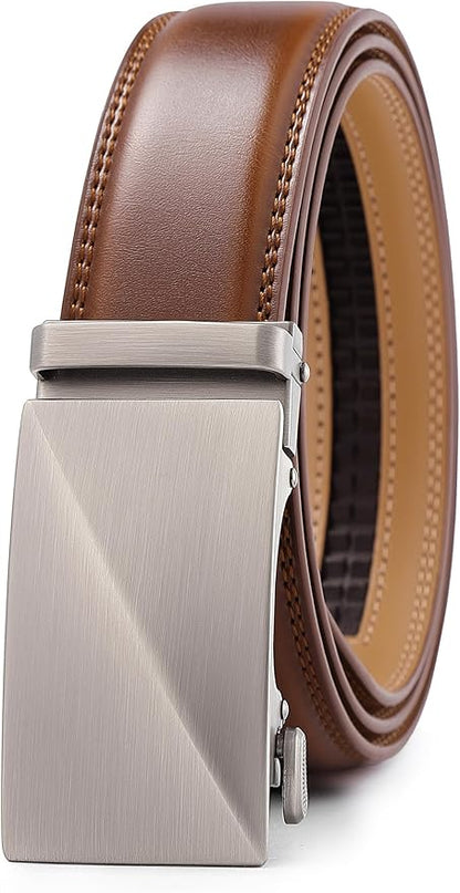 Lingli Men's Belt,Ratchet Dress Belt with Automatic Buckle Brown/Black-Trim to Fit-35mm wide
