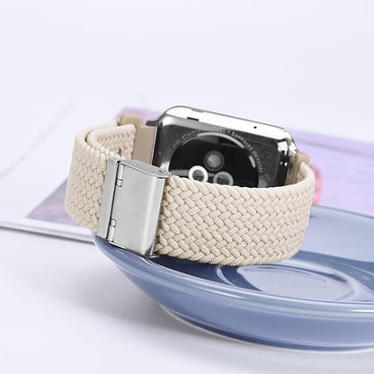 WOCCI 20mm Braided Nylon Watch Band for Men and Women, Quick Release, Silver Stainless Steel Buckle (Starlight)