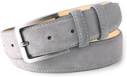 Men's Belt Casual Genuine Leather Suede Belts for Men 1 3/8" Wide Elegant Golf Dress Belt