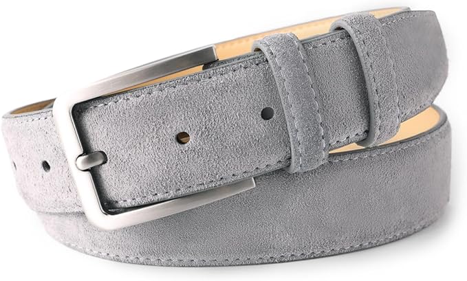 Men's Belt Casual Genuine Leather Suede Belts for Men 1 3/8" Wide Elegant Golf Dress Belt