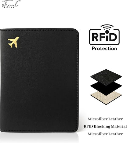 Passport Holder for Travel Essentials,RFID Blocking Passport Cover Case for Travel Accessories,Travel Wallet for Women Men (Black)