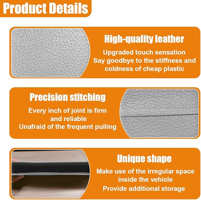 Car Seat Gap Filler Organizer, L-Capacity Leather Automotive Interior Storage Box, Universal Vehicle Side Seat Gap Filler Accessories for Keys, Phones, Glasses (Grey)