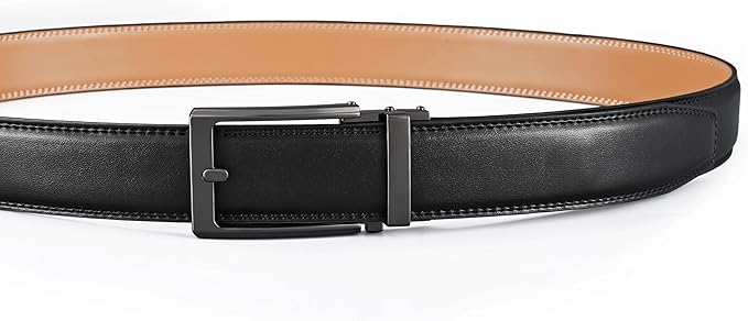 Lingli Men's Belt,Ratchet Dress Belt with Automatic Buckle Brown/Black-Trim to Fit-35mm wide