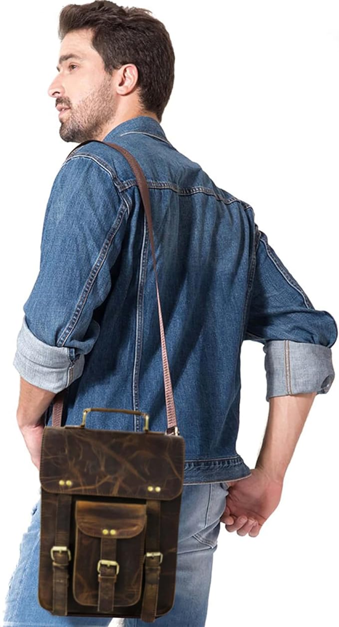 jaald Genuine Leather Messenger Bag Vintage Laptop Crossbody Bag Satchel Man Purse Shoulder Bag for man woman office bag