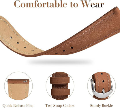 18mm Slim Leather Band Compatible with Garmin Venu 3S 41mm/Venu 4 41mm/Venu 2S/Vivoactive 4S/Vivomove 3S/Forerunner 255S/Forerunner 265S, Quick Release Thin Narrow Soft Strap for Women Men