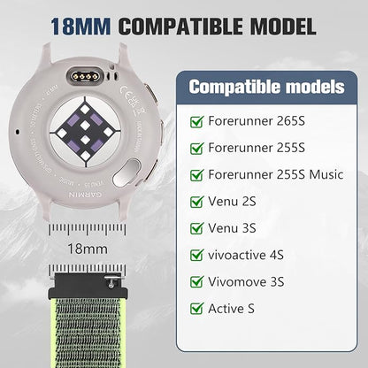 18mm 20mm 22mm Hook and Loop Watch Band Compatible with Garmin Vivoactive 5/ Vivoactive 6/ Vivoactive 3, Soft Nylon Breathable Sport Strap for Venu 2S/ Venu3S/ Forerunner 265s,Venu 3/ Venu 2 Men Women
