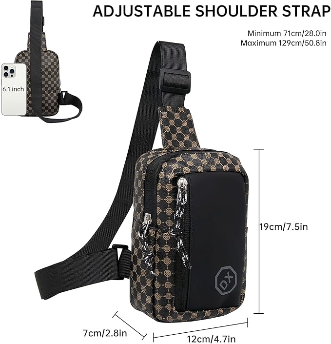 Long Keeper Mini Sling Bag - Women Men Vegan Leather Crossbody Phone Bag Waterproof Travel Running Chest Bag Casual Daypack