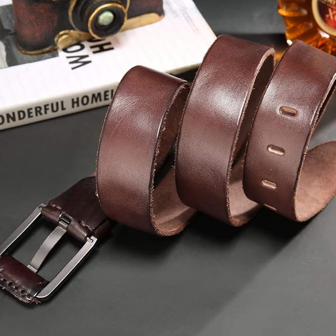 KEECOW Men's 100% Italian Cow Leather Belt Men With Anti-Scratch Buckle,Packed in a Box