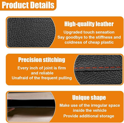 Car Seat Gap Filler Organizer, L-Capacity Leather Automotive Interior Storage Box, Universal Vehicle Side Seat Gap Filler Accessories for Keys, Phones, Glasses (Black)