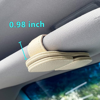 2 Pack Sunglass Holder for Car Visor Clip, Magnetic Leather Eyeglass Hanger Clip for Car, Square Car Visor Accessories (White)