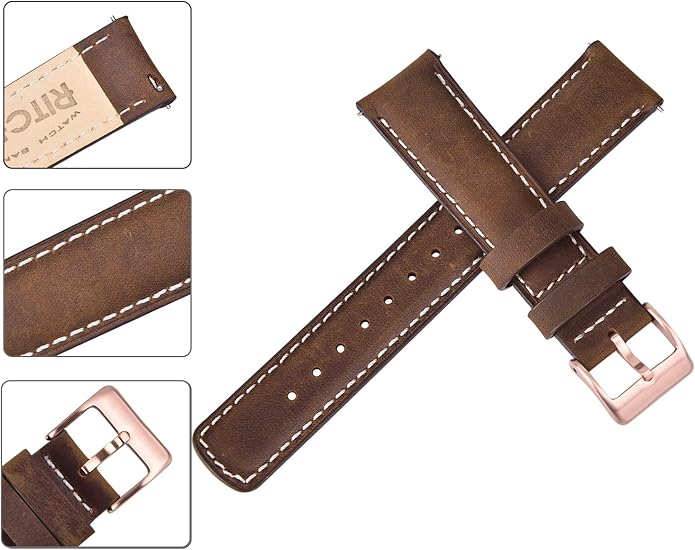 Ritche Christmas Gift Quick Release Leather Watch Bands Genuine Watch Straps for Men Women Top Grain Leather Watch Strap, White Elephant Gifts, Stocking Stuffers for Men, Father's Day gifts
