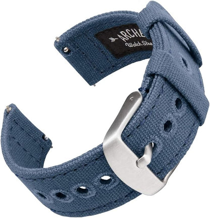 Archer Watch Straps - Canvas Quick Release Watch Bands (Classic Denim Blue, 22mm)