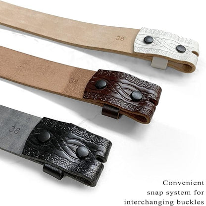Western Floral Engraved Embossed Tooled Genuine Leather Belt Strap or Belt 1-1/2"(38mm) Wide, Multi-Style Options