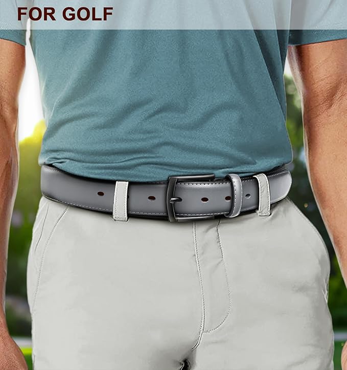 KEMISANT Men Belt 2Pack – Genuine Leather Belt for Men Dress Casual Golf Jeans 1 3/8"