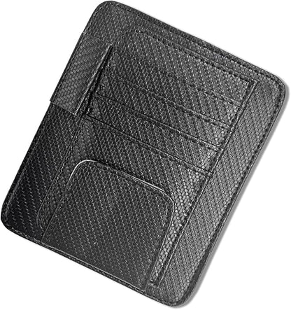 Car Sun Visor Organizer, Multifunctional Auto Visor Document Holder with Sunglasses Clip, Universal Car Interior Accessories Organizer for Drving License, Card, Pen (Carbon Fiber Black)
