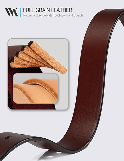 WOLFANT Men's 1.5" Top Full Grain Leather Belt in Gift Box,100% Italian Real Solid Leather